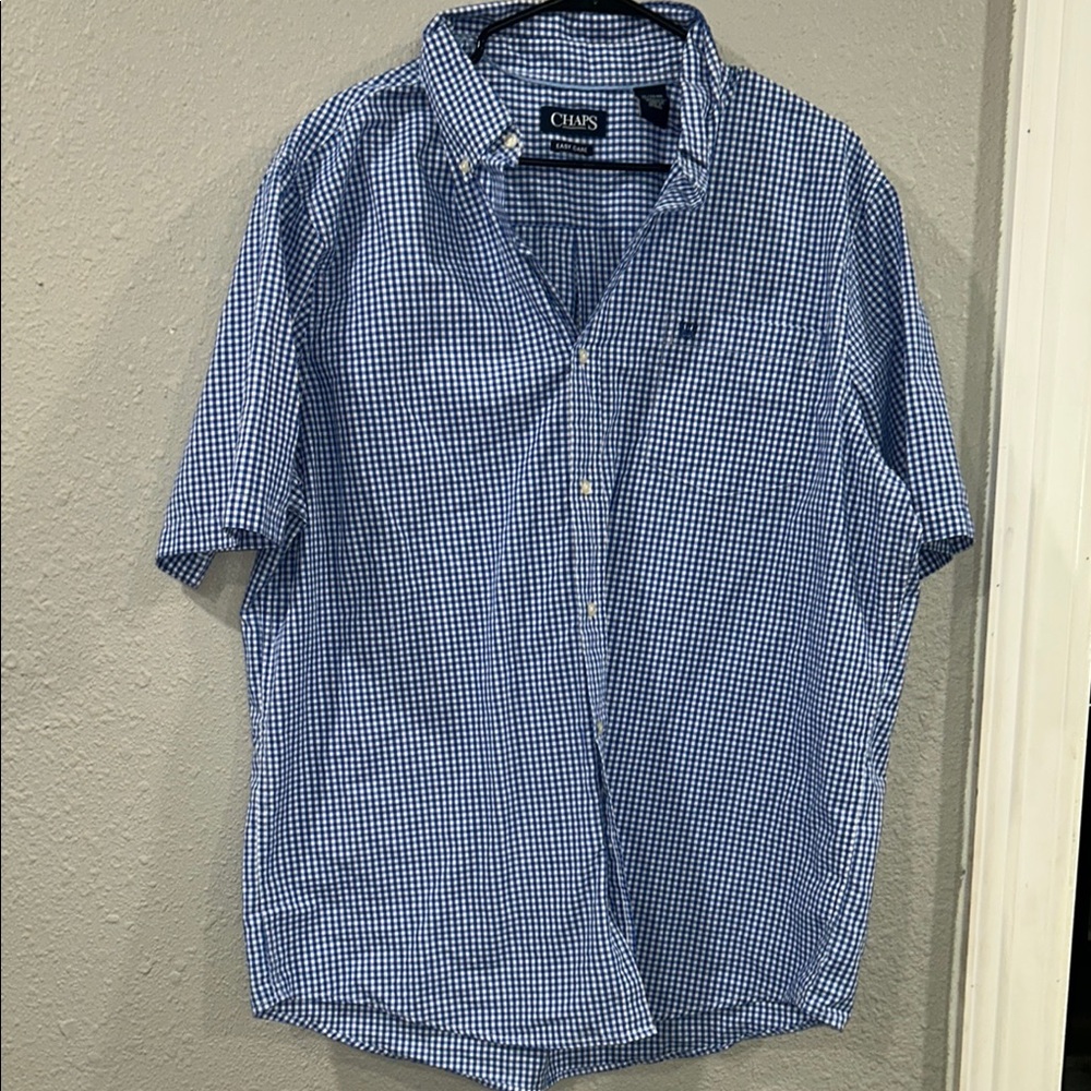 Chaps Men's Blue Checkered Button Down Shirt